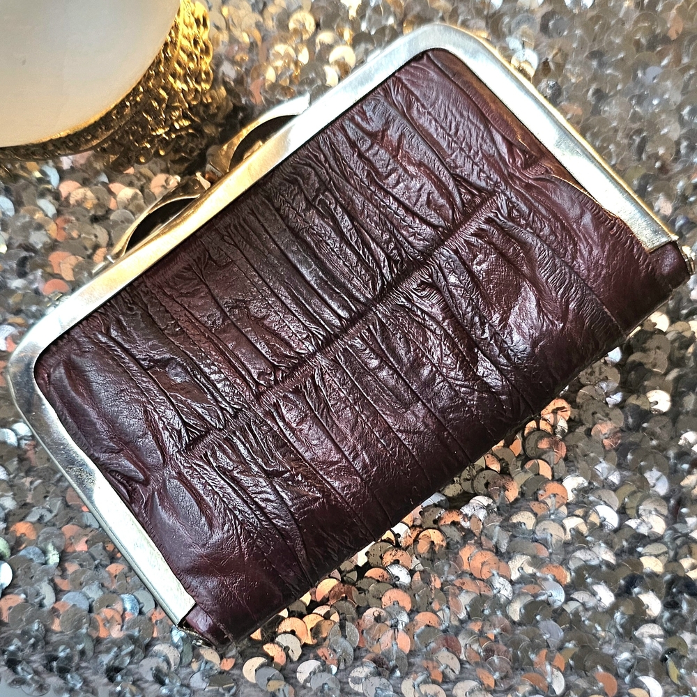 Vintage Eel Skin Coin Purse Wallet 50s 60s 70s